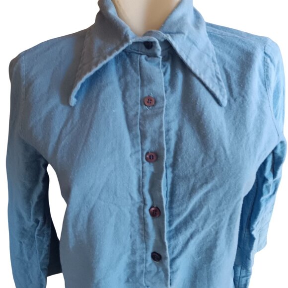 Vintage Women's Medium Blouse 1970's JCPenney Fashions Flannel Boho Pullover - Picture 1 of 6